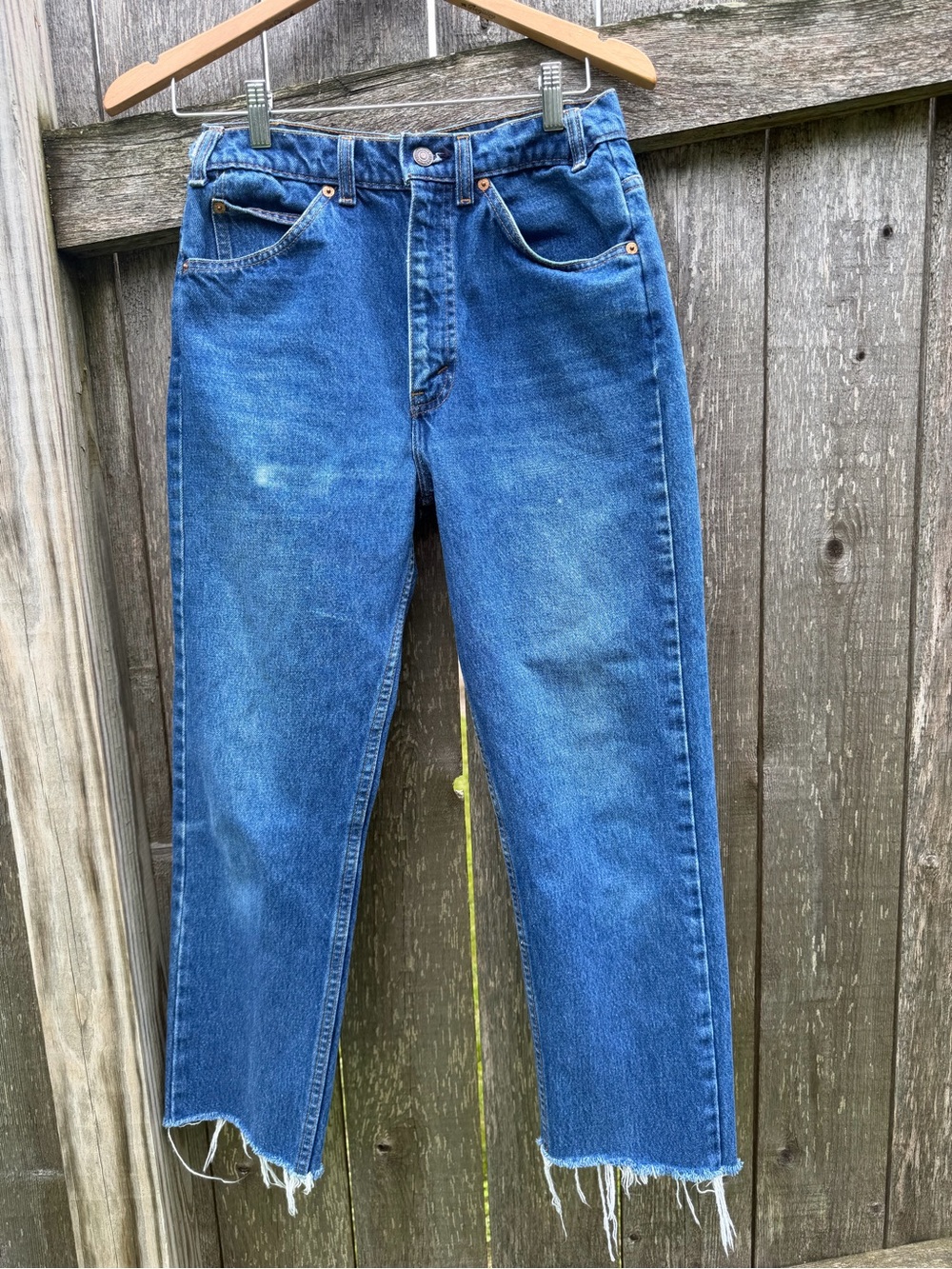 Levi's Orange Tab Men's Straight Blue Denim Jeans with Raw Hem